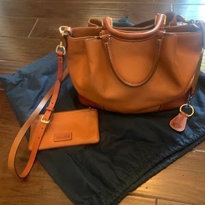 Dooney & Bourke Brenna satchel with accessories.